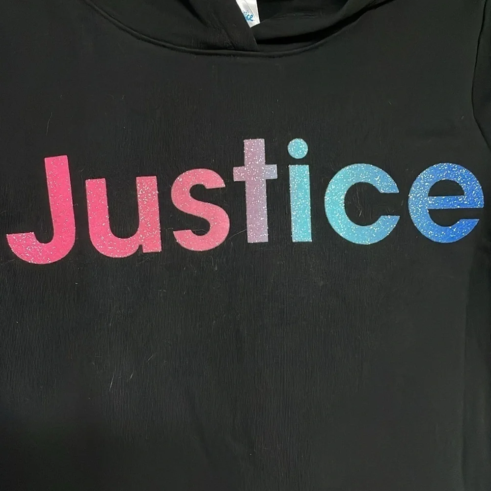 Justice size 12 black sparkly logo hoodie